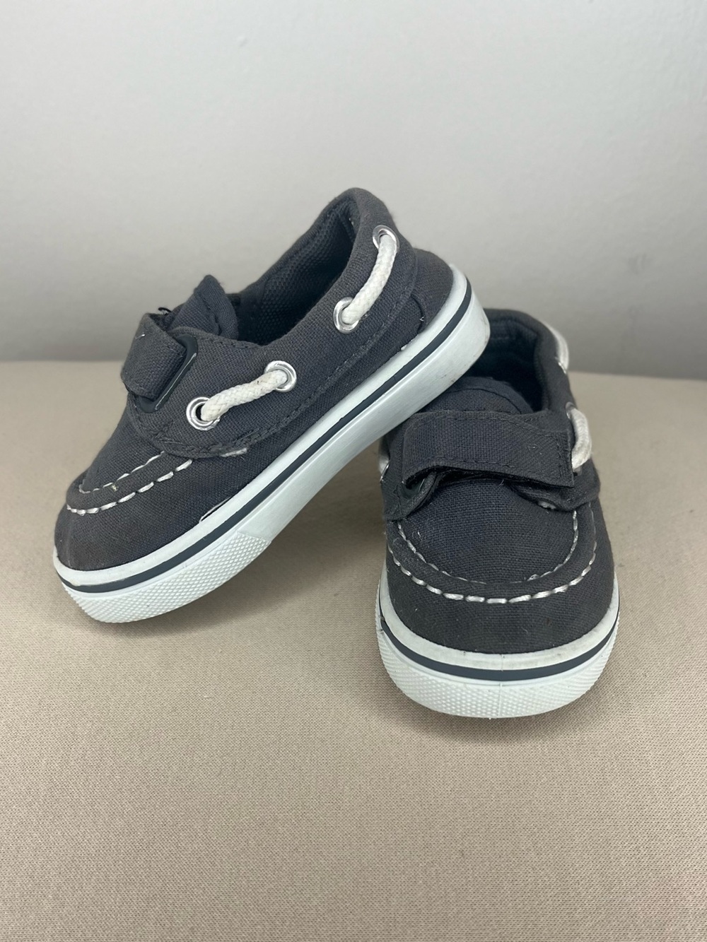 Navig8 Toddler Grey Canvas Boat Shoes with White Trim